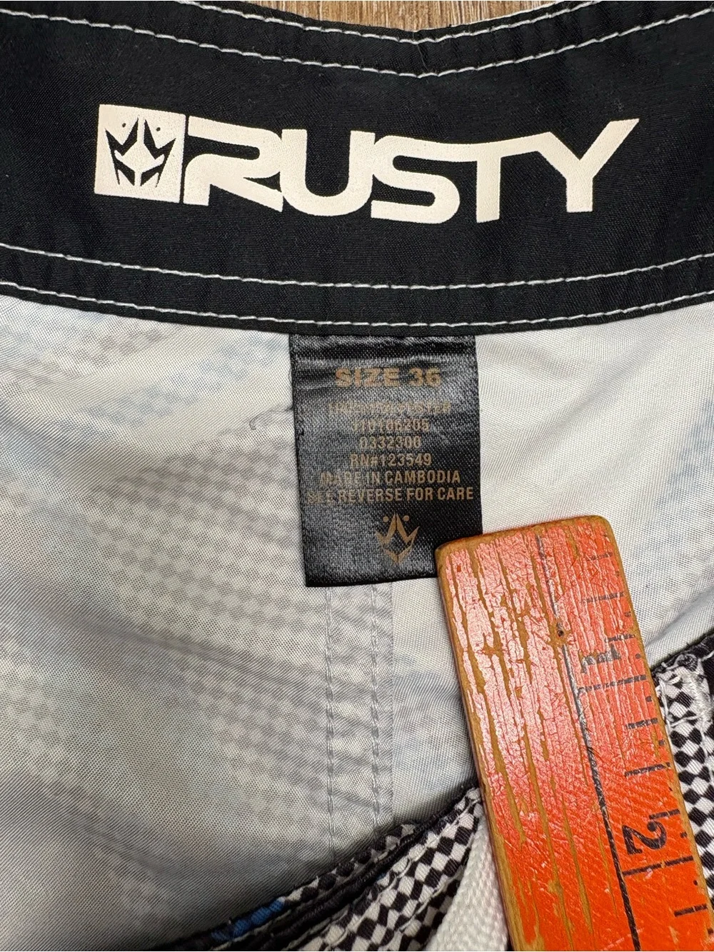 Rusty Blue Plaid Swim Boardshorts with Lace Waist